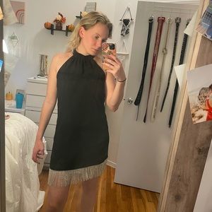 Black halter dress with Crystal hem